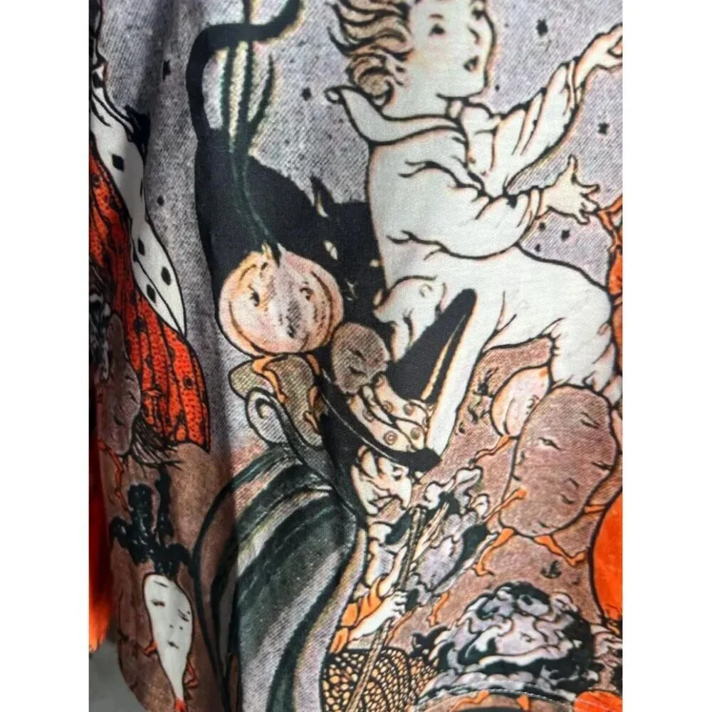 Vintage Halloween Long Sleeve Shirt Witches Jack O Lanterns All Hallows Eve 5XL